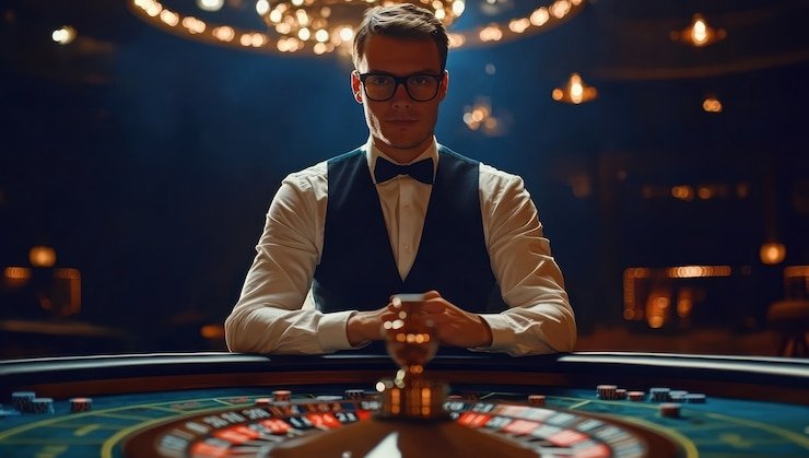 Studio live dealer multi-kamera untuk blackjack dan roulette di platform pisang togel